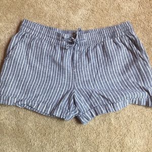 Old Navy Linen Blend Blue Striped Cuffed Shorts